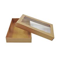 Black Cat Avenue 7" x 4 1/2" x 1 1/4" Kraft Brown Candy Gift Boxes with Window Chocolate Boxes Packaging Treat Favor Bakery Boxes, 5 Count