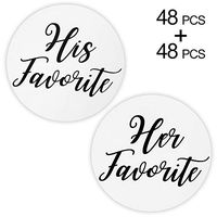 His Favorite & Her Favorite Stickers,96-Pack- 2 inch Wedding Favor Stickers,Rustic Handmade Matte Adhesive Label for Wedding Bridal Showers Engagement Party Gift Bags or Box (Black Font)