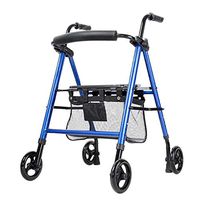 ZXGFA Elderly 4 Wheels Walking Rollator, Lightweight Folding Mobility Walking Aid with Padded Seat for Car Boot, Travel and Flight