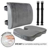 Healthy Spirit Memory Foam Seat Cushion and Lumbar Back Cushion Combo Set | Office Chair Cushion Set, Car Seat, Gray