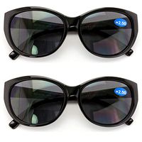 2 Pairs Women Bifocal Reading Sunglasses Reader Glasses Cateye Vintage Jackie Oval (2 Black, 2.50)