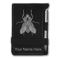 Mini Notepad, Housefly, Personalized Engraving Included (Black with Silver)