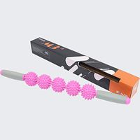 Massage Ball Sport Roller Yoga Stick Hedgehog Massage Relax Fascia Stick, Five Ball Pink