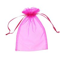 SumDirect 100Pcs 5x7 inches Sheer Drawstring Organza Jewelry Pouches Wedding Party Christmas Favor Gift Bags (Hot Pink)