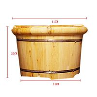 NACHEN Round Wooden Footbath with Lid Foot Bath Barrel Solid Wood with Massage,Color1,26X41cm