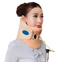 BXWSUNG Air Wave Cervical Neck Traction Device, 20° Curvature Stretching with Air Pump, Medical Home Cervical Inflatable Traction Device Neck Vertebra,Yellow