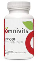 Omnivits D3 5000 125 mcg | Supra Dose Vitamin D3 Softgels | Hypoallergenic Support for Bone, Dental, Cardiovascular, Immune Health | 90 Softgels