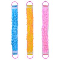 3 PACK Double-Sided Lace Cloth Back Loofah Scrubber Bath Scrub Shower Sponge Long Exfoliating Back Scrubber Scratcher Strap With Handle, Pouf Lotion Cream Skin Wash Acne Cleaner Medicinal Applicator