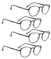 READING GLASSES 4 pack Ladies Round Readers Women (Black, 0.75)