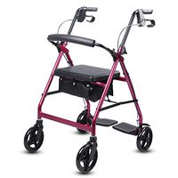 Rollator Walker Mobility Lightweight Folding Aluminum Rollator Walker Steerable Knee Walker for Seniors And Those Needing Assistance Walking,Burgundy