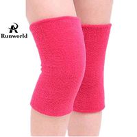 Runworld (1 Pair Cotton Non-Slip Soft Knee Pad Support Brace Protector Leg Sleeve Kneelet Thickening Extended Warm for Men & Women Outdoor Sports Running Dancing Gym Yoga Fitness (Rose)
