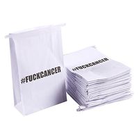 Vomit Bags - 50 Pack Disposable Paper Barf Bags - Self-Sealing Throw Up Bags F-Cancer Design for Motion Sickness, Car Sickness, White, 6 x 9 x 2.7 Inches