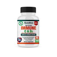 High Strength Immune C & D3-1000 mg with Zinc, Andrographis, Turmeric & Ginger Vegetarian 180 Capsules- Complete Immune Support.