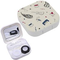 Portable Contact Lens Case Box Travel Kit Mirror + Bottle + Tweezers Container Holder [ Music Symbols Earphones Sign ]
