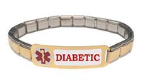 Diabetic Diabetes Medical Alert Stainless Steel 9mm Italian Charm Starter Bracelet