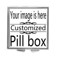 Customize Personalized Piil Box Case Decorative Boxes Rectangular Pill Box Medicine Tablet Holder Wallet Organizer Case for Pocket or Purse (Silver Square)