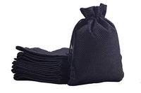 Sansam 50pcs 10.0cmx14.0cm/4.0''x5.6'' Black Small Drawstring and Lining Hemp/Hessian Bags, Jewelry Pouches, Wedding Favors, Jewelry Packing, Gift Bags