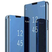 Compatible with Huawei P20 LITE 2019 Case,Luxury Translucent View Window Function Mirror Screen Flip Electroplate Plating Stand Full Body Protective Case for Huawei P20 LITE 2019 (Blue)