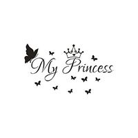 Xisheep Wall Stickers, My Princess Removable Art Vinyl Mural Garden Room Decor Wall Stickers Garden Decor Home Decorations, for Home DIY Day Black