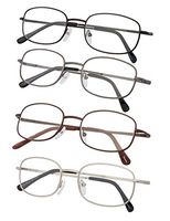 4-Pack Metal Frame Reading Glasses with Spring Hinged Arms +4.0