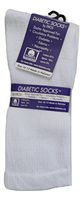 Diabetic Cotton Natural Blend Circulatory Crew Socks 3 Pack (10-13, White)
