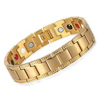 HAIHF Magnetic Bracelet Men,Titanium Magnetic Bracelet Four Elements Relieves Anxiety and Relieves Wrist Pain Adjustable Length in Gift Box,Gold & Silver