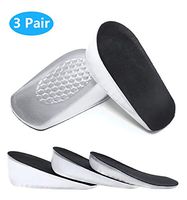 Silicone Height Increase Insoles, Heel Cushion Inserts, Comfortable Gel Heel Pads for Shock Absorbing Support, Silicone Cushion Shoe Insoles for Men and Women (1cm/2cm/3cm) (Black 1-3cm)
