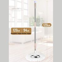 360° Spin Mop Buckets System with 2 Microfiber Mop Heads, Adjustable Handle,Floor Cleaning System for Home Office, Bathroom Equipment,B,4 cotton heads