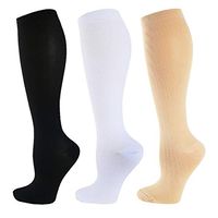 Copper Knee High Compression Socks for Women & Men 20-30mmHg - Best For Running,Nurses,Medical,Pregnancy and Travel (Large/X-Large, A3-White+Black+Nude(3 Pairs))