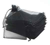 UHANGETH 5x7 Inch 100 Pcs Drawstring Organza Bags Black Party Wedding Favor Candy Jewelry Bag Pouches