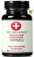 300mg (30Ct) MD Organics Pure Organic Hemp Oil Softgels Pain Stress Mood Sleep Immune Support Hair Skin Vitamins Nanoemulsion Technology Tested for Purity Non GMO