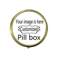 Cecillia Customize Personalized Piil Box Case Decorative Boxes Rectangular Pill Box Medicine Tablet Holder Wallet Organizer Case for Pocket or Purse (Bronze Round)