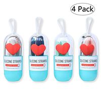 EnjoyView 8 Inch Collapsible Silicone Straws Reusable - 20 oz Tumblers, Portable Drinking Straws for Travel,Outdoor,Home - 16 Piece Set | Includes Cleaning Brush, Heart Clip and Carrying Case