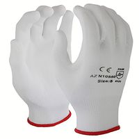Azusa Safety N10550 13 gauge Nylon Machine Knit Safety Gloves, Polyurethane PU Coated, Small, White (Pack of 12 Pairs)