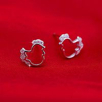 Fashion 1 pair Silver Plated studded cute chicken earrings jewelry Hot Sale Good Fine Women Stylish Cheap Bright Pendant Brides Jewelry Charms Simple Charm