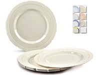 " OCCASIONS" 60 Plates Pack, Extra Heavyweight Vintage Wedding Party Disposable Plastic Plates (7'' Dessert Plate, Chateau in Ivory)