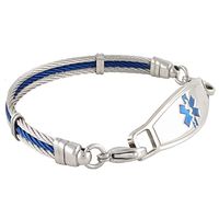 N Style ID Medical Alert Bracelet The Bay Cable Personalized -Blue 7.25