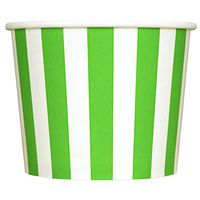 Green Paper Ice Cream Cups - 12 oz Striped Dessert Bowls - Perfect For Your Yummy Foods! Many Colors & Sizes - Frozen Dessert Supplies - 50 Count