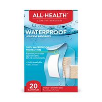 All-Health Clear Waterproof Adhesive Bandages, Assorted Sizes Variety Pack, 20 Count | 100% Waterproof First Aid for Minor Cuts & Scrapes