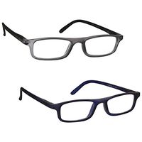 The Reading Glasses Company Matt Grey Black Navy Blue Lightweight Readers Value 2 Pack Mens Womens Spring Hinges RR17-73 +1.25
