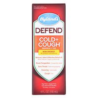 Cold and Cough Medicine by Hyland's Defend, Non-Drowsy, Cough Syrup, Decongestant, and Sore Throat Relief, Natural Cold Medicine for Adults, 4 Oz
