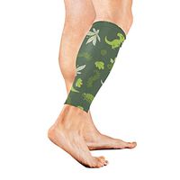 Stretch Sport Calf Sleeve Green Dinosaur Protective Guard for Men Women - Best Footless Compression Socks for Shin Splints, Running,Basketball Football (1 Pair)