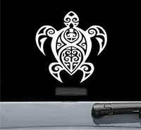 JS Artworks Tribal Turtle Vinyl Decal Sticker (White)
