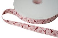 Printed Eiffel Tower Grosgrain Ribbons Color Gift Wrapping 2.5cm Wide 100 Yards (Pink)