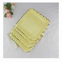 Light Yellow Square Paper Plates - 9 inch 24 Count Biodegradable Decorative Plates for Birthday Party, Holiday Celebration, Baby Shower, Graduation, Thanksgiving