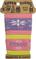 Primitives by Kathy - To-Go Coffee Cup Reusable Knit Insulator Sleeves, "Blessed Grammy," 2 Pack