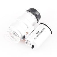 Mini 45x Adjustable Focus Microscope Magnifier w/ 2 Led Light Coin Grading Loupe +Bag