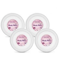[160 Count -7 Inch Plates] Laura Stein Premium Heavy Weight Crystal Clear Disposable Plastic Luncheon Size Plate, Great For Wedding, Event, Parties, Catering, Buffets, 4 Packs