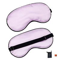 BLAU GRUN Silk Sleep Eye Mask for Sleeping, Blockout Blindfold with Adjustable Strap, Good Night Eyeshade for Women Men, Travel & Naps & Yoga Meditation & Shift Work, Include Travel Pouch & Ear Plugs