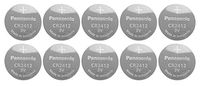 Lot of 10 Panasonic CR2412 3V Lithium Coin Size Battery, Tray Pack - Bulk Pack